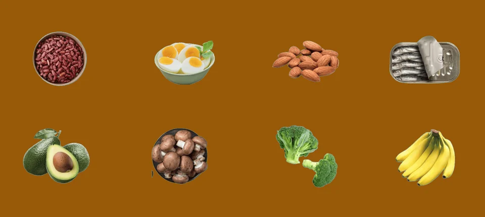 Biotin rich foods for eyelash health including eggs, nuts and sweet potatoes