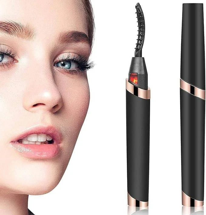 Professional heated eyelash tools comparison with safety warnings