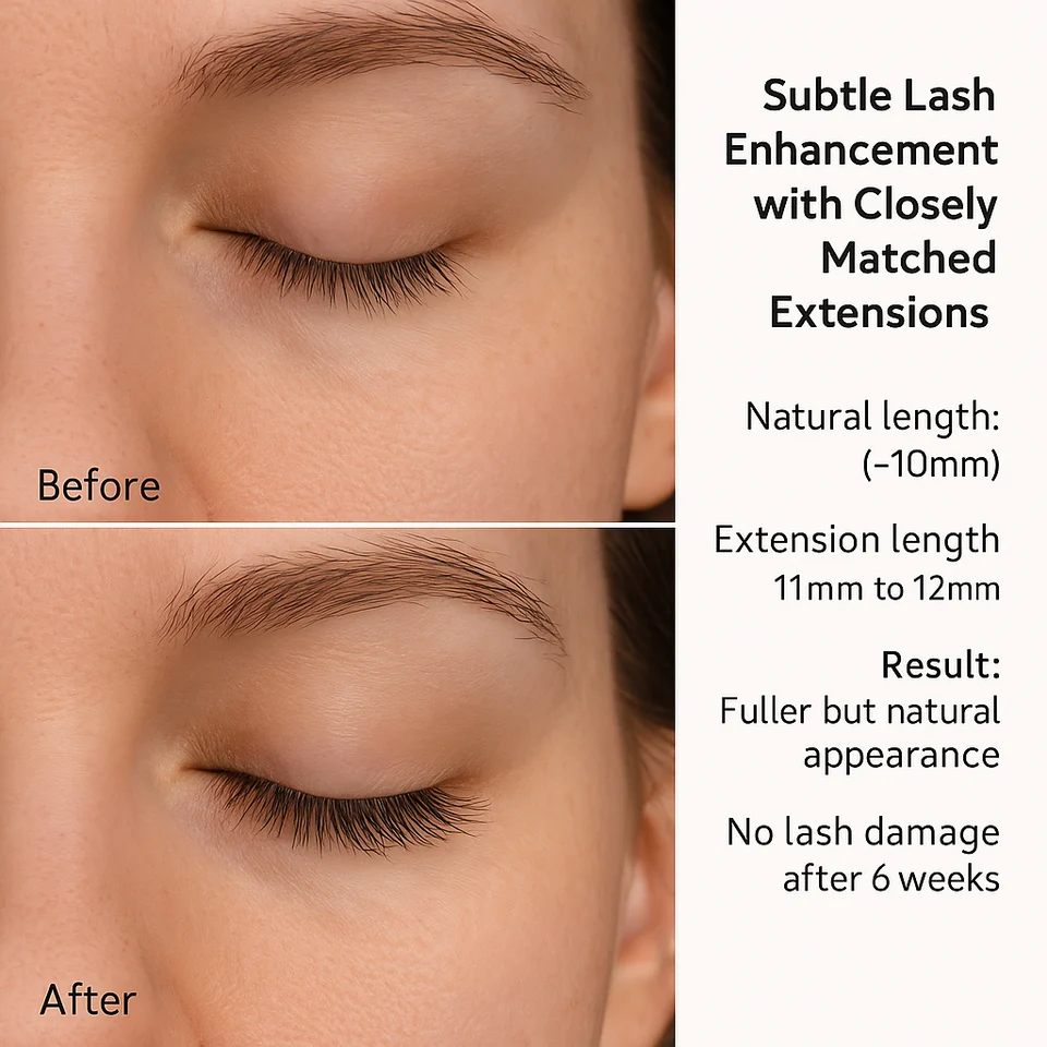 Eyelash extension length calculator tool interface for lash artists