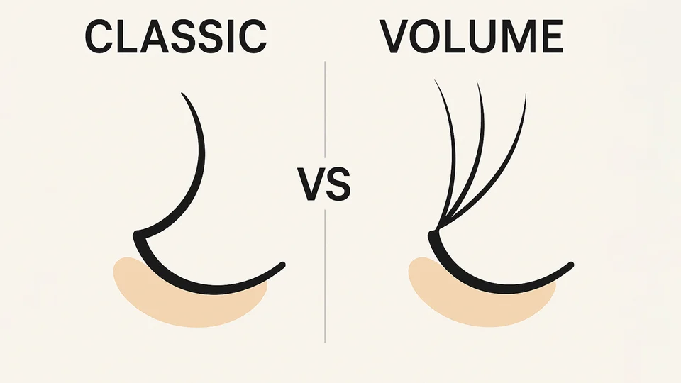Eyelash extension length chart from 4mm to 25mm with short, medium, long categories