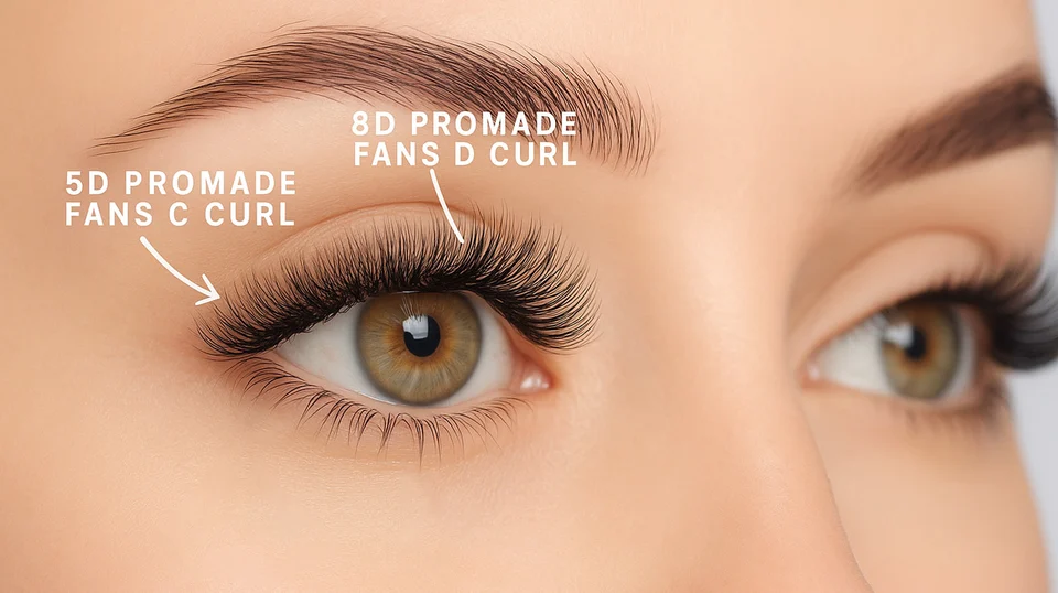 Step-by-step lash extension application using promade fans